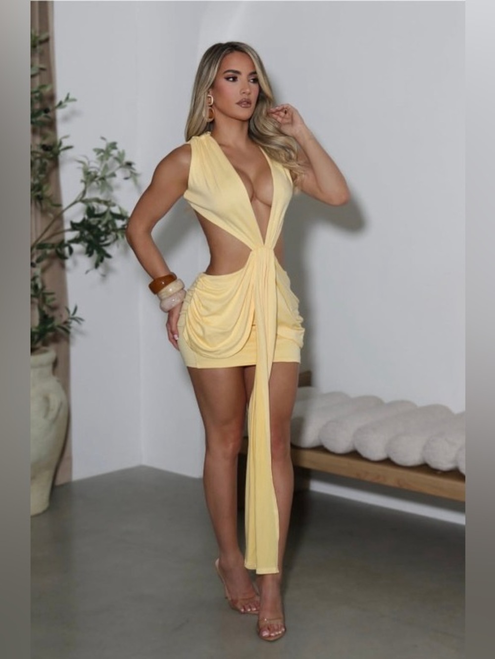 Cutout Tie-Front Mini Dress